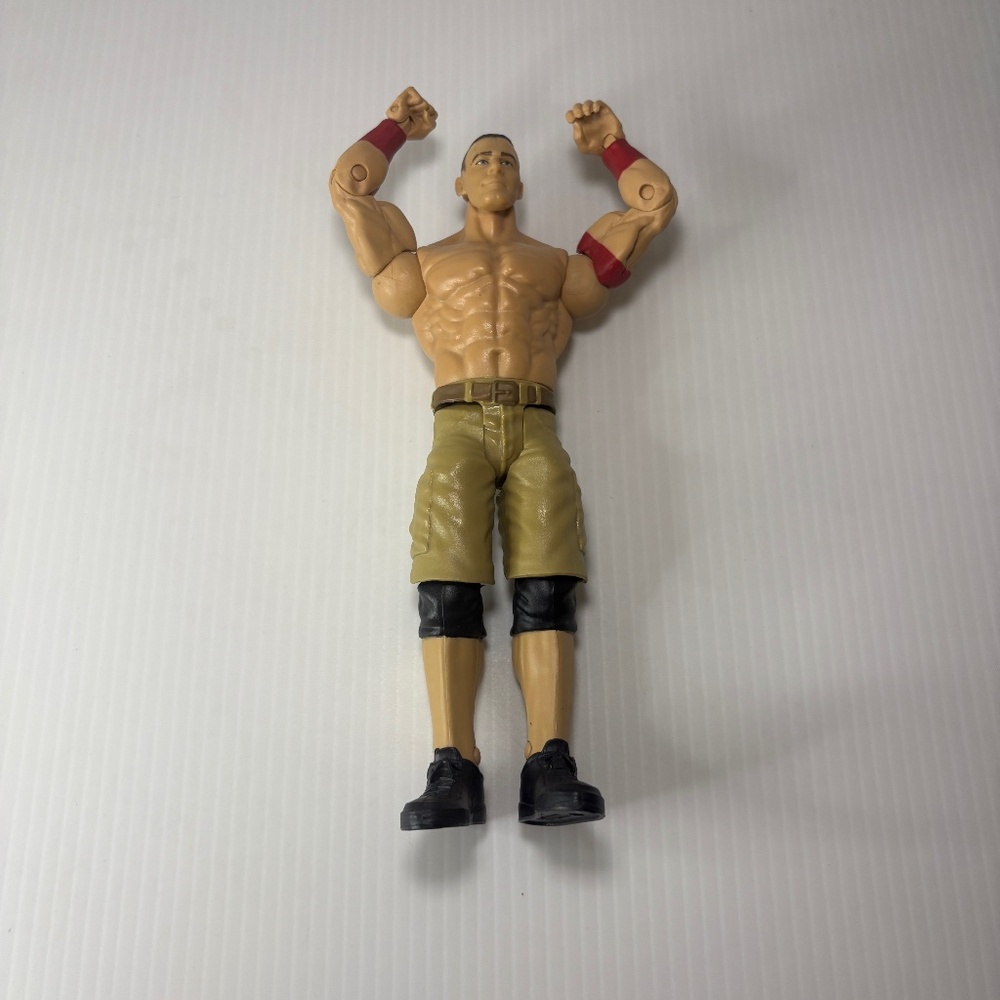 WWE John Cena Action Figure 2013 Mattel Red Arm Bands Tan Shorts